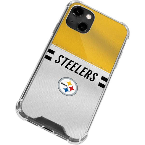 NFL Pittsburgh Steelers White Striped iPhone 14 Clear Case