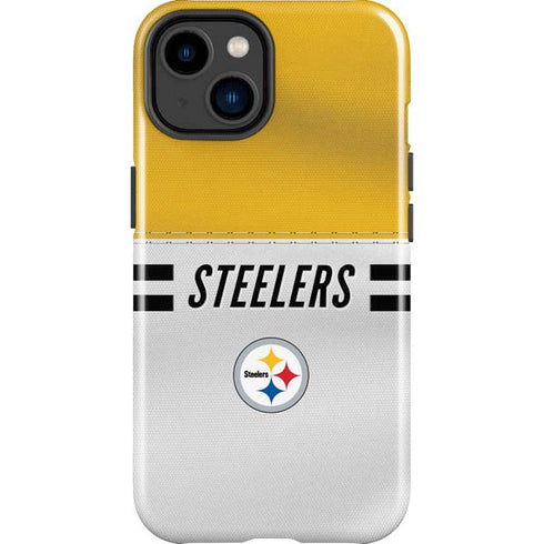 NFL Pittsburgh Steelers White Striped iPhone 15 Plus Impact Case