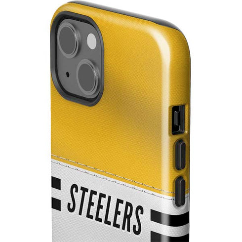 NFL Pittsburgh Steelers White Striped iPhone 14 Plus Impact Case