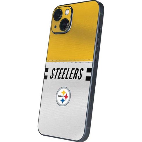 NFL Pittsburgh Steelers White Striped iPhone 15 Plus Skin