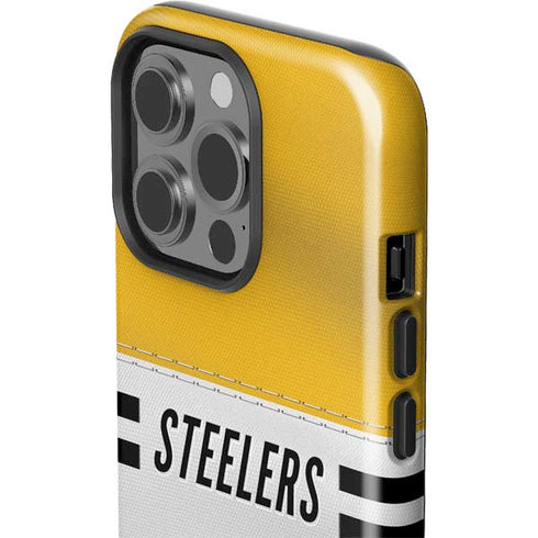 NFL Pittsburgh Steelers White Striped iPhone 14 Pro Impact Case