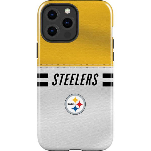 NFL Pittsburgh Steelers White Striped iPhone 15 Pro Max Impact Case