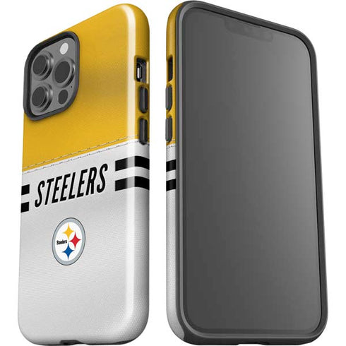 NFL Pittsburgh Steelers White Striped iPhone 15 Pro Max Impact Case