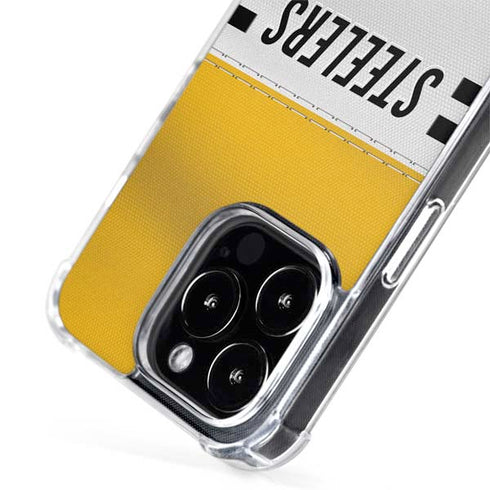 NFL Pittsburgh Steelers White Striped iPhone 15 Pro Max MagSafe Case