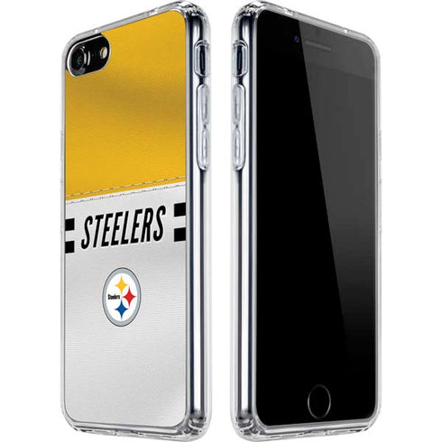 NFL Pittsburgh Steelers White Striped iPhone SE (2nd & 3rd Gen) Clear Case