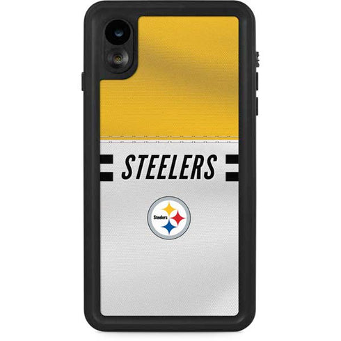 NFL Pittsburgh Steelers White Striped iPhone XR Waterproof Case