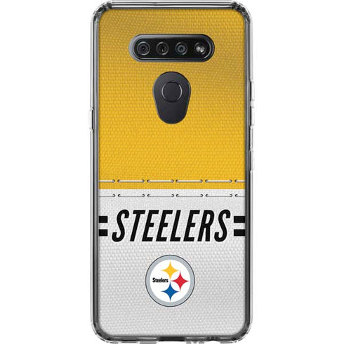 NFL Pittsburgh Steelers White Striped LG K51/Q51 Clear Case