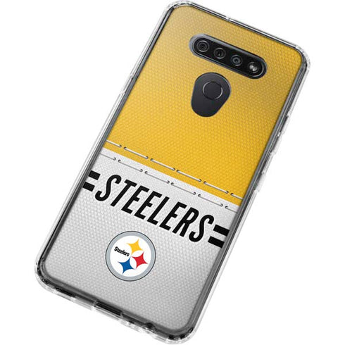 NFL Pittsburgh Steelers White Striped LG K51/Q51 Clear Case