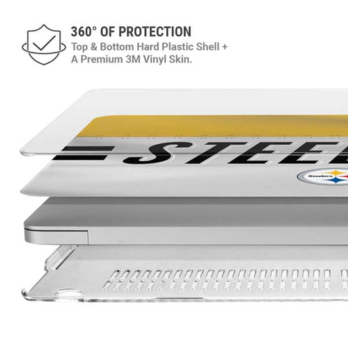 NFL Pittsburgh Steelers White Striped MacBook Air 15in (2023-2025) Case plus Skin