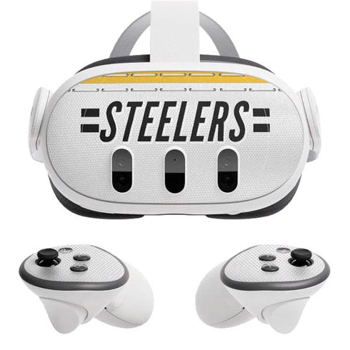 NFL Pittsburgh Steelers White Striped Meta Quest 3 Skin
