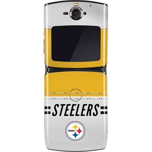 NFL Pittsburgh Steelers White Striped Motorola RAZR Skin