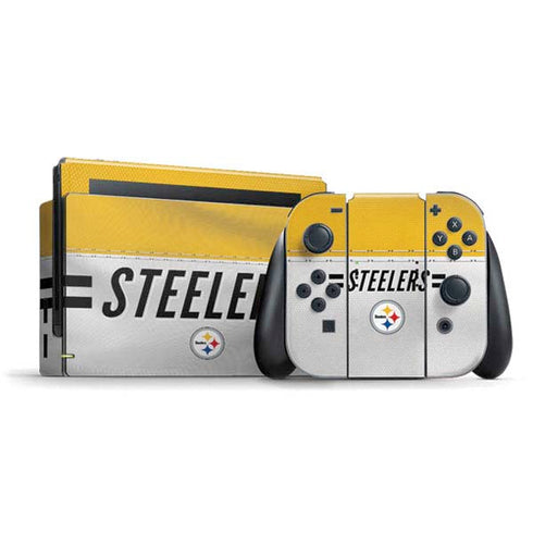 NFL Pittsburgh Steelers White Striped Nintendo Switch Bundle Skin