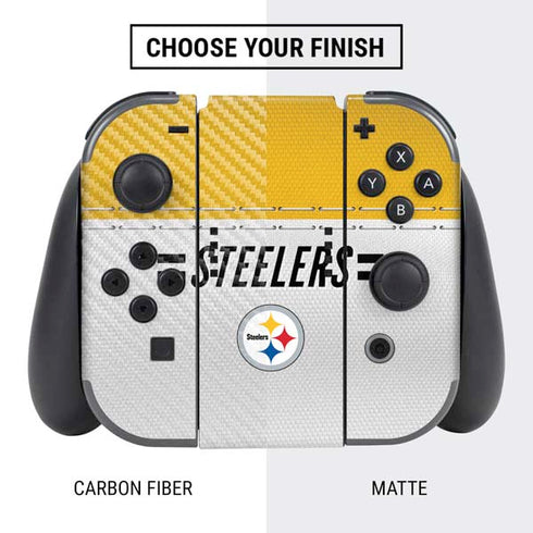NFL Pittsburgh Steelers White Striped Nintendo Switch Bundle Skin