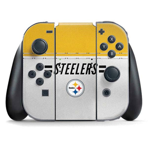NFL Pittsburgh Steelers White Striped Nintendo Switch (2017-2021) Joy-Con Controller Skin