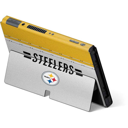 NFL Pittsburgh Steelers White Striped Nintendo Switch OLED (2021) Skin