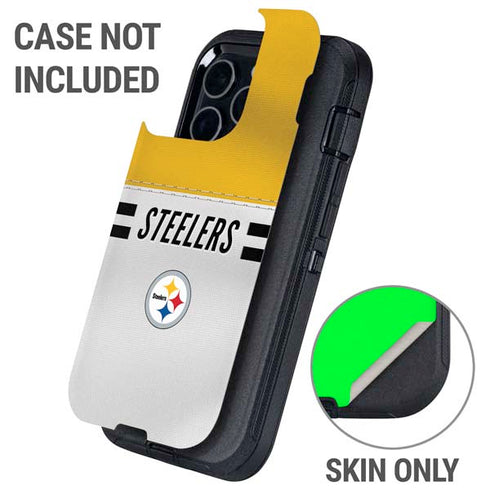 NFL Pittsburgh Steelers White Striped Otterbox Defender iPhone Skin