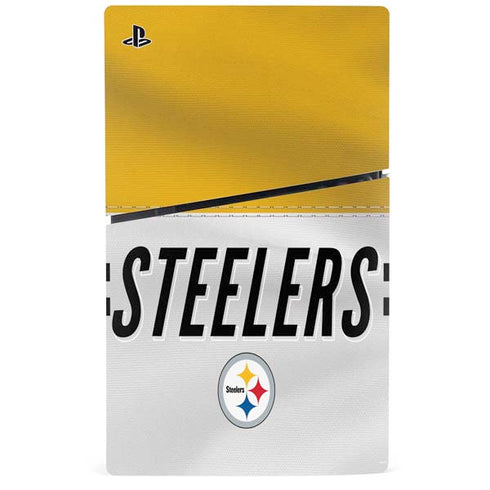NFL Pittsburgh Steelers White Striped PS5 Slim Disk Console Skin