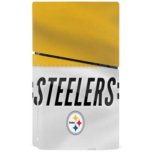 NFL Pittsburgh Steelers White Striped PS5 Slim Disk Console Skin