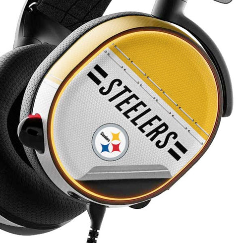 NFL Pittsburgh Steelers White Striped SteelSeries Arctis 3 Skin