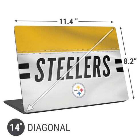 NFL Pittsburgh Steelers White Striped Universal Laptop 14in (11.4 x 8.2in) Skin