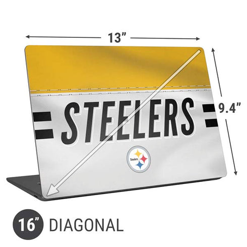 NFL Pittsburgh Steelers White Striped Universal Laptop 16in (13 x 9.4in) Skin