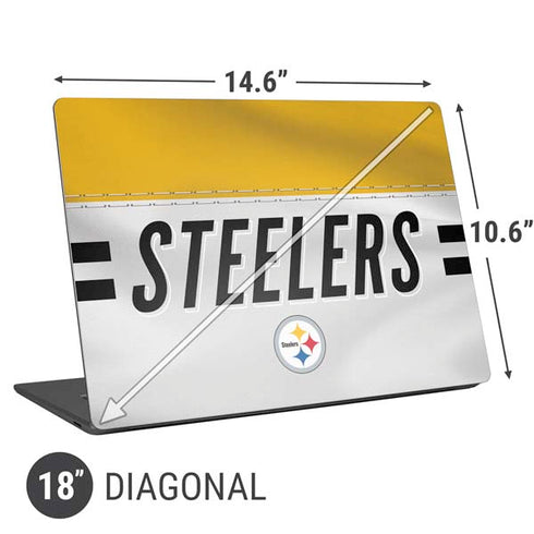 NFL Pittsburgh Steelers White Striped Universal Laptop 18in (14.6 x 10.6in) Skin