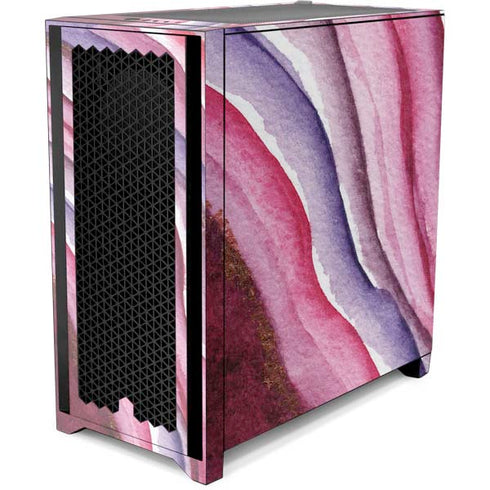 Plum Watercolor Geode Corsair 4000D Tempered Glass Mid-Tower ATX Case Skin
