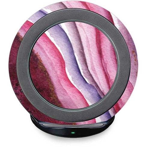 Plum Watercolor Geode Fast Charge Wireless Charging Stand Skin