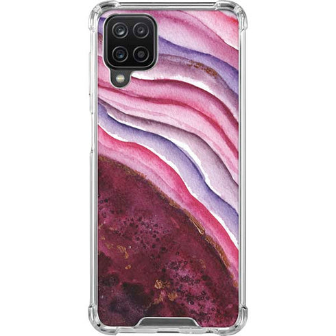 Plum Watercolor Geode Galaxy A12 Clear Case