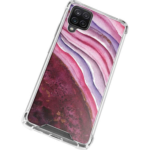 Plum Watercolor Geode Galaxy A12 Clear Case