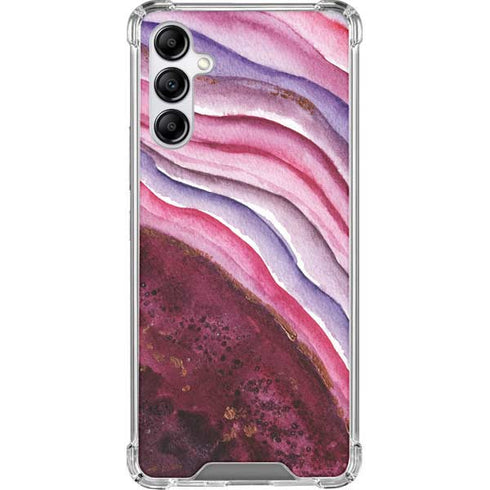 Plum Watercolor Geode Galaxy A14 5G Clear Case