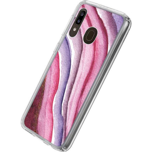Plum Watercolor Geode Galaxy A20 Clear Case