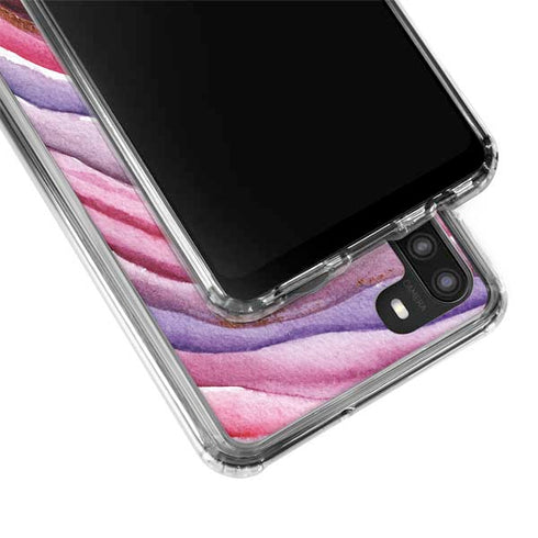 Plum Watercolor Geode Galaxy A21 Clear Case