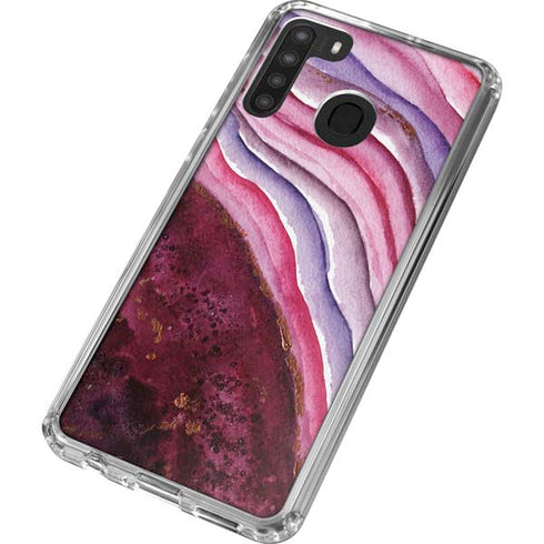Plum Watercolor Geode Galaxy A21 Clear Case