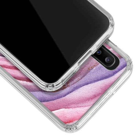 Plum Watercolor Geode Galaxy A30 Clear Case