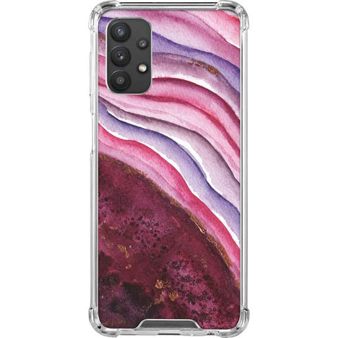 Plum Watercolor Geode Galaxy A32 5G Clear Case