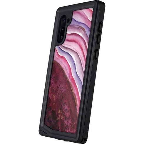 Plum Watercolor Geode Galaxy Note 10 Waterproof Case
