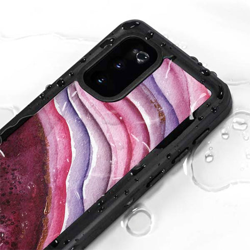 Plum Watercolor Geode Galaxy S20 Waterproof Case
