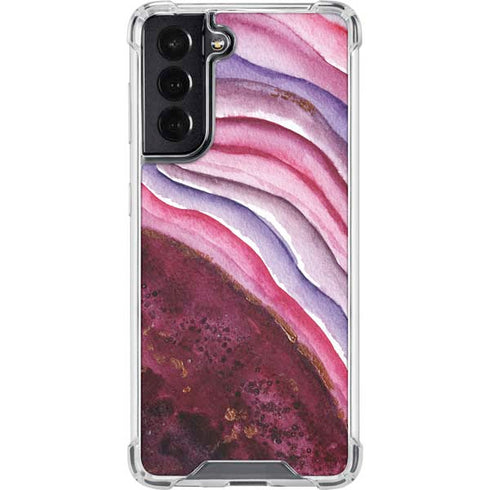 Plum Watercolor Geode Galaxy S22 Clear Case