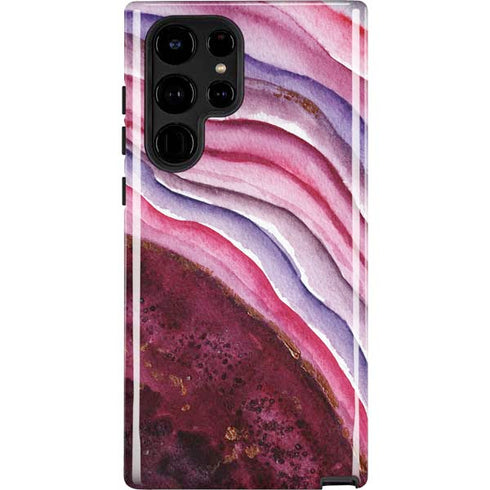 Plum Watercolor Geode Galaxy S22 Ultra Pro Case