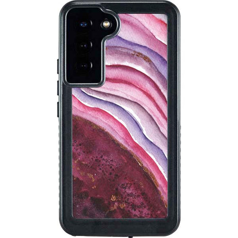 Plum Watercolor Geode Galaxy S23 Plus Waterproof Case
