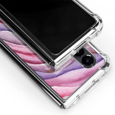 Plum Watercolor Geode Galaxy Z Fold4 5G Clear Case