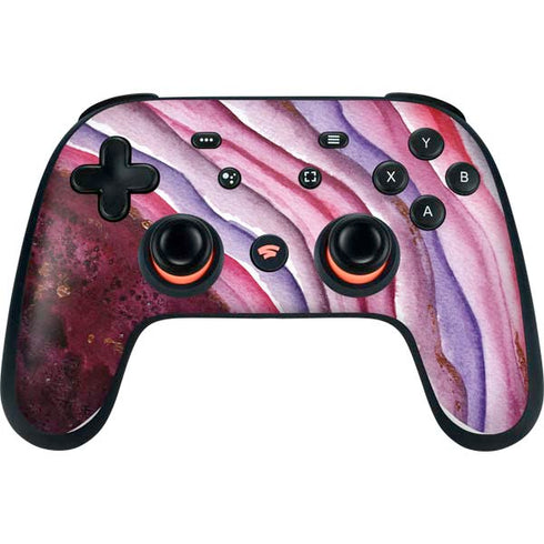Plum Watercolor Geode Google Stadia Controller Skin
