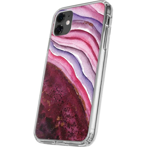 Plum Watercolor Geode iPhone 11 Clear Case