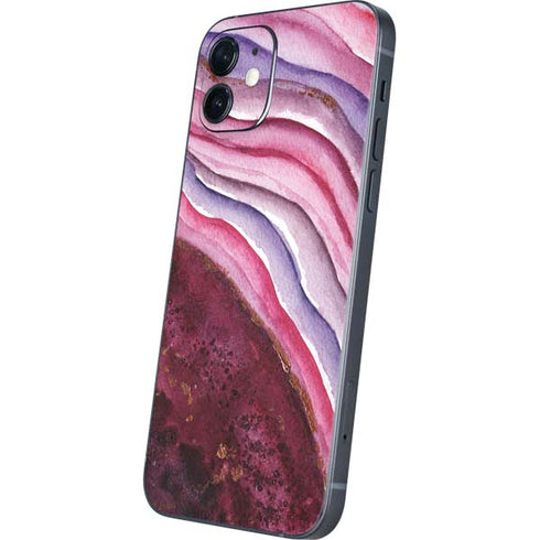 Plum Watercolor Geode iPhone 12 Mini Skin