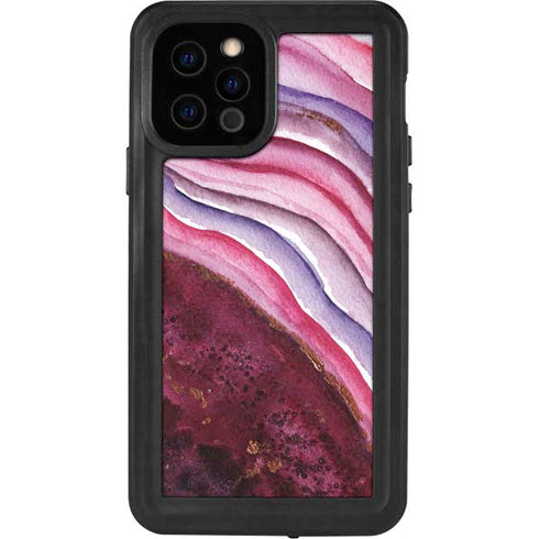 Plum Watercolor Geode iPhone 12 Pro Waterproof Case