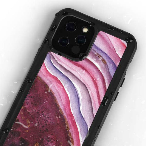 Plum Watercolor Geode iPhone 12 Pro Waterproof Case