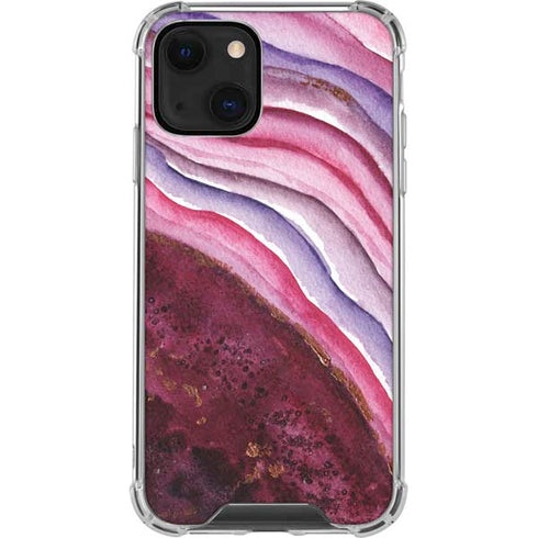 Plum Watercolor Geode iPhone 14 Clear Case