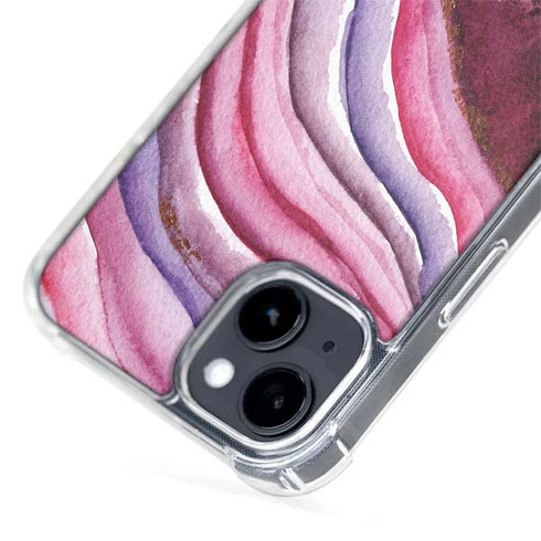 Plum Watercolor Geode iPhone 15 Plus MagSafe Case