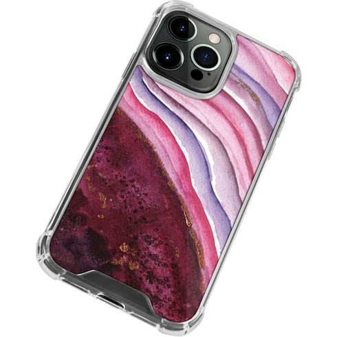 Plum Watercolor Geode iPhone 15 Pro Clear Case
